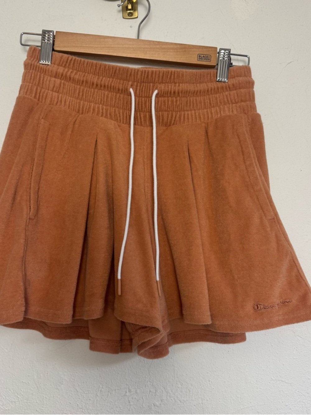 Champion Women's Terry Pleated Athletic Shorts in Rust